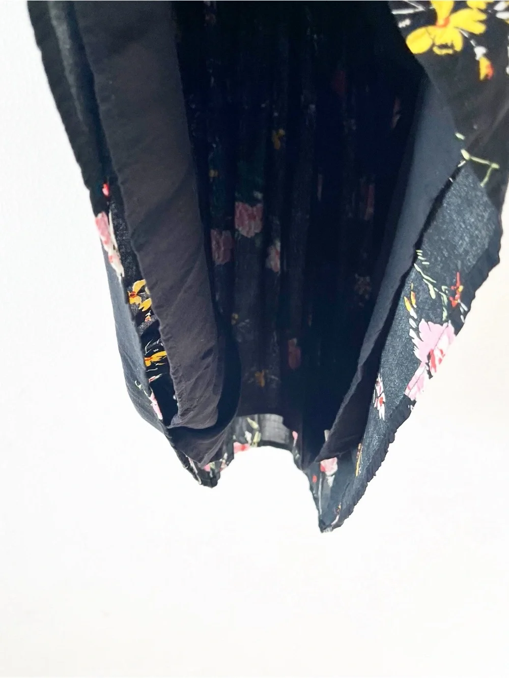 Free People Greatest Day Black Floral Smocked Boho Button Front Mini Dress